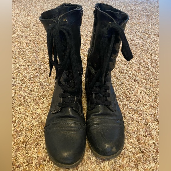 5/$20! Black Faux Leather Laced Boots from Target - Picture 2 of 5